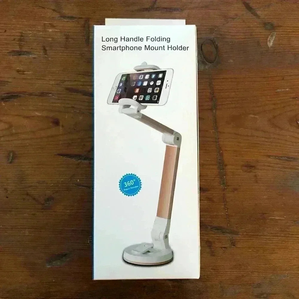 360 Degree Long Handle Black Aluminum Car Phone Mount NWT